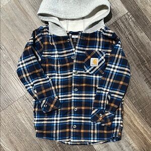 Carhartt Kids Size 5 Plaid Button-Down Shirt with Hood